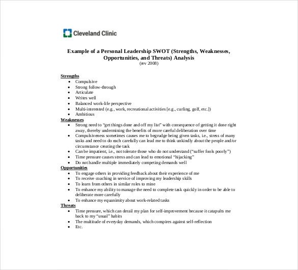 Personal Swot Analysis Examples Personal Swot Analysis Template 15 Examples In Pdf
