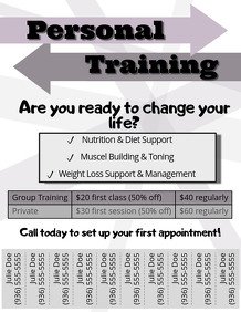 Personal Trainer Flyer Template Customizable Design Templates for Personal Training