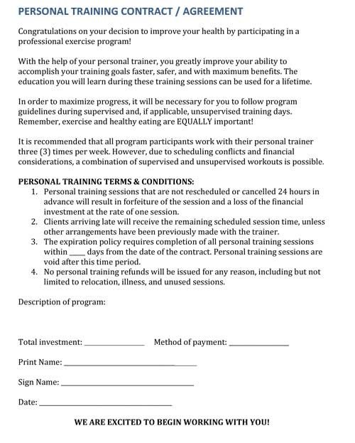 Personal Training Contracts Template Last Minute Cancellations How to Deal with Personal