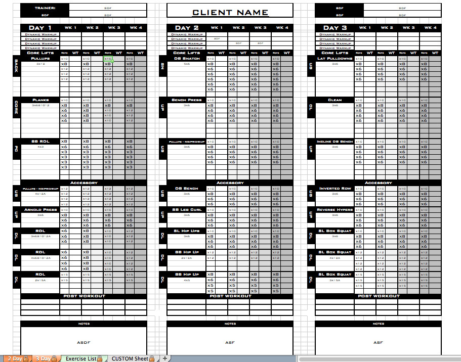 Personal Training Templates Free Excel Personal Training Templates Excel Training Designs