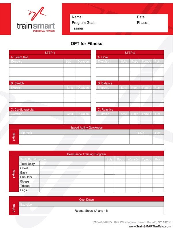 Personal Training Templates Free Nasm Opt Template Personal Training