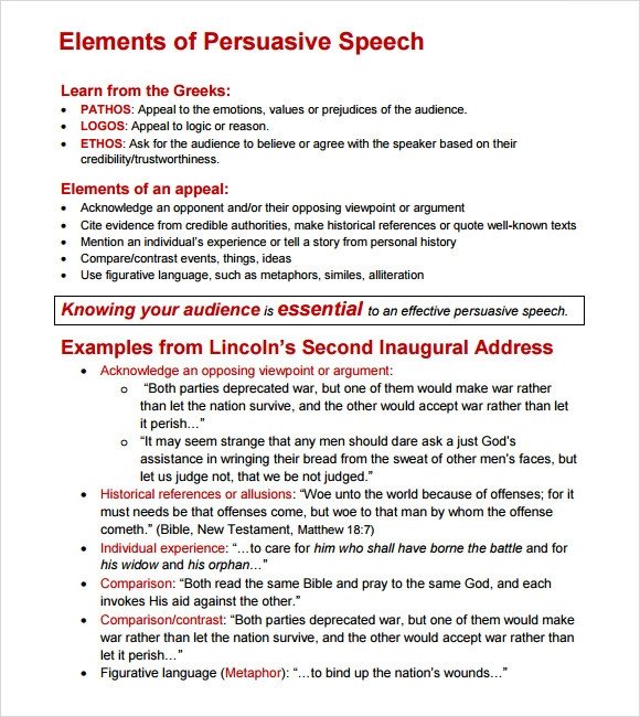 Persuasive Speech Outline Examples Sample Persuasive Speech 7 Documents In Pdf