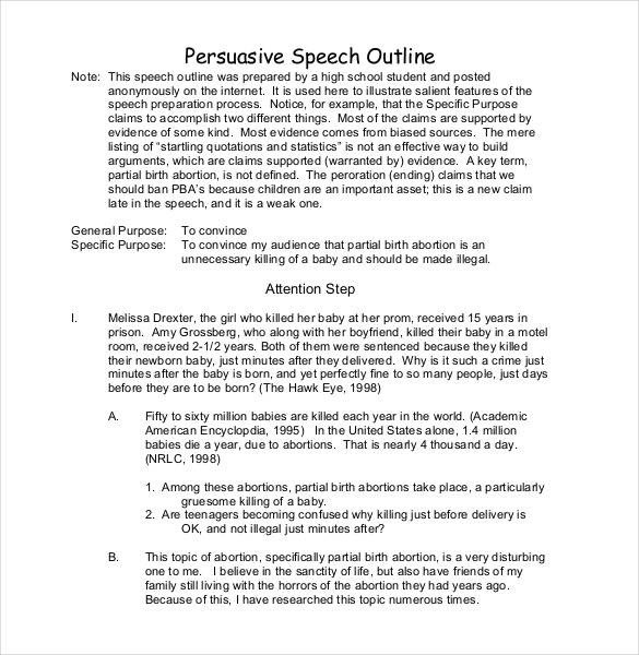 Persuasive Speech Outline Templates 29 Speech Outline Templates Pdf Doc