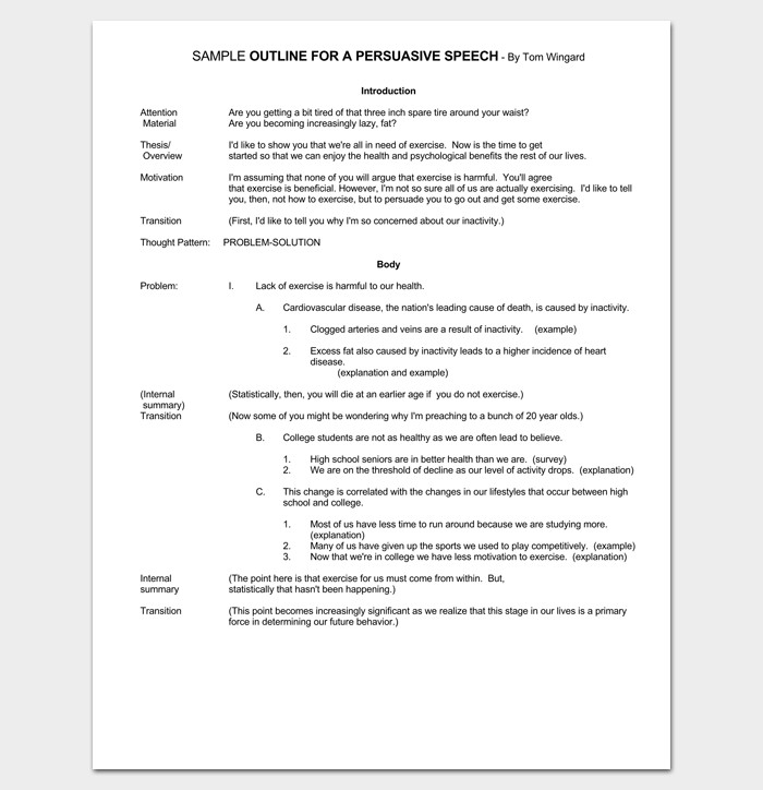 Persuasive Speech Outline Templates Persuasive Speech Outline Template 15 Examples Samples