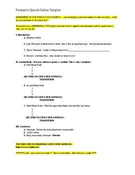 Persuasive Speech Outline Templates Persuasive Speech Outline Template by Creating the Habit
