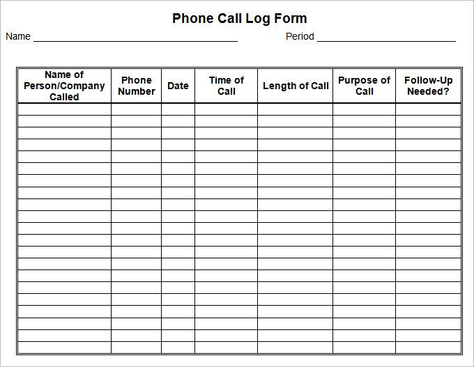 Phone Call Log Template 15 Call Log Templates Doc Pdf Excel