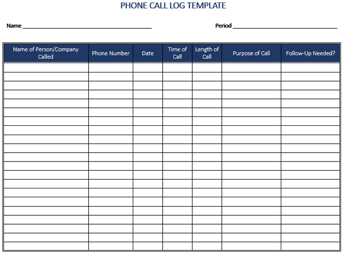 Phone Call Log Template 5 Call Log Templates to Keep Track Your Calls