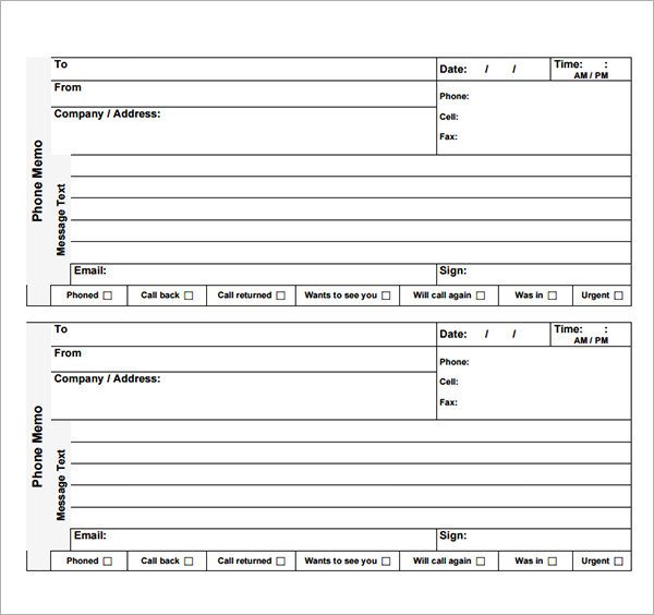 Phone Message Pad Template Phone Message Template