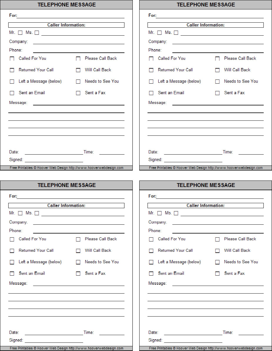 Phone Message Pad Template Phone Message Template