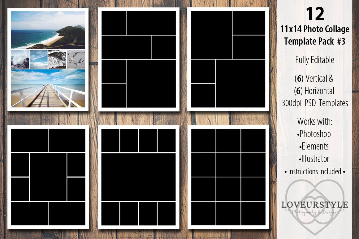 Photo Collage Template Free 11×14 Collage Template Pack 3 Templates Creative