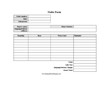 Photo order form Template order form Template