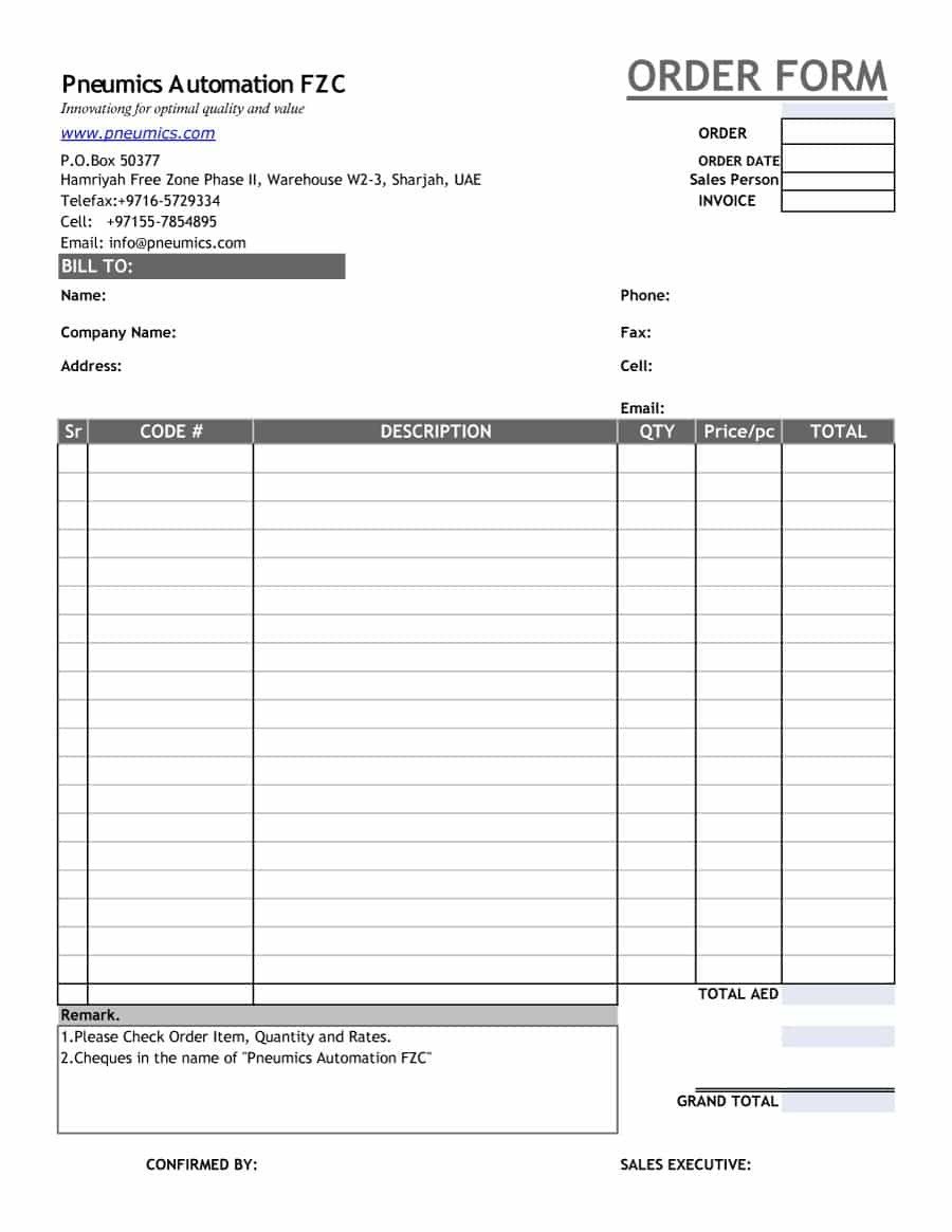 Photo order form Template Printable order forms Templates