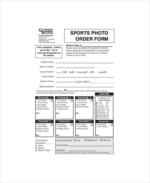 Photo order form Template Sample Graphy order form 10 Examples In Word Pdf