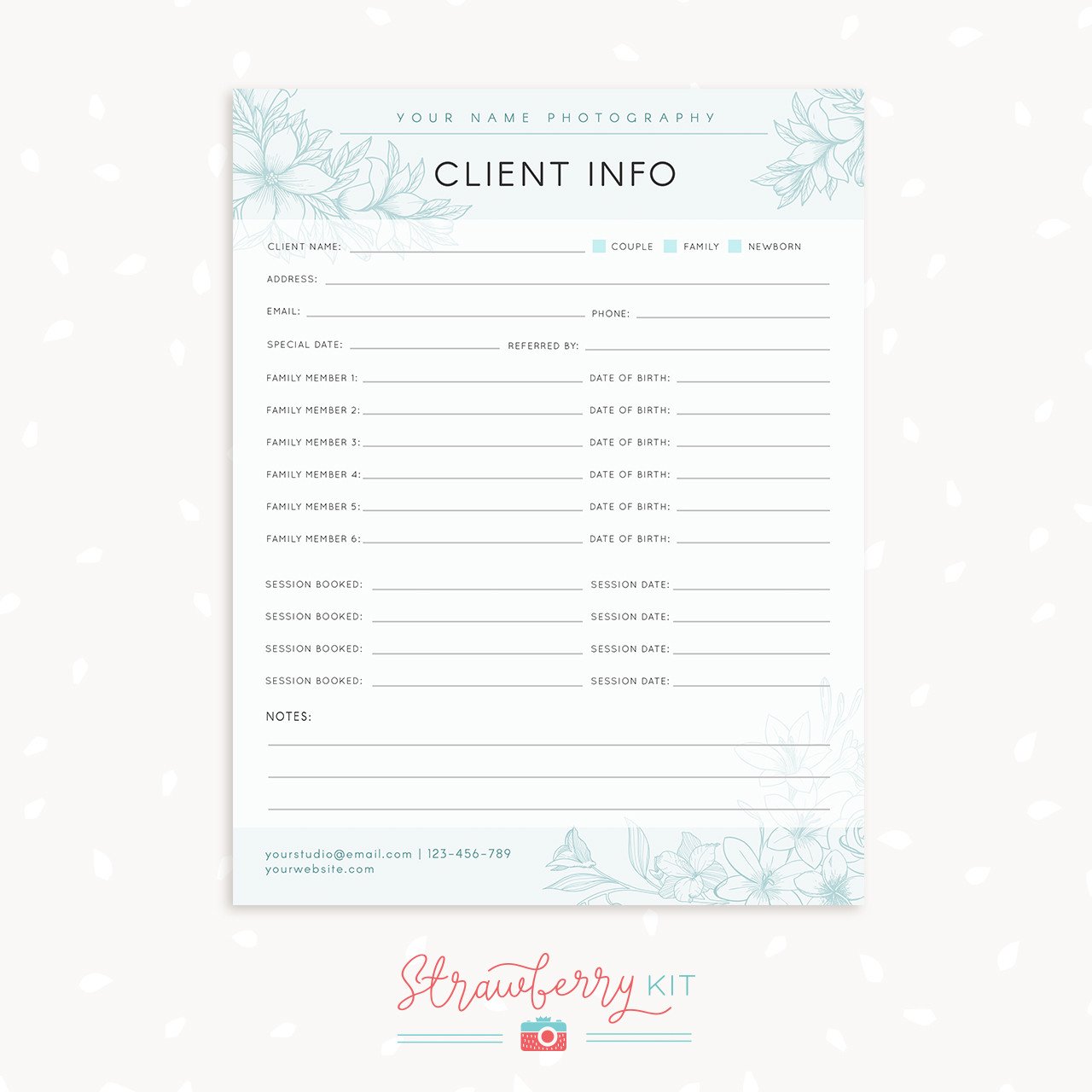 Photography Client Questionnaire Template Client Information Template for Graphers Strawberry Kit