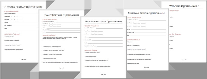 Photography Client Questionnaire Template Home Grapher S Dream House