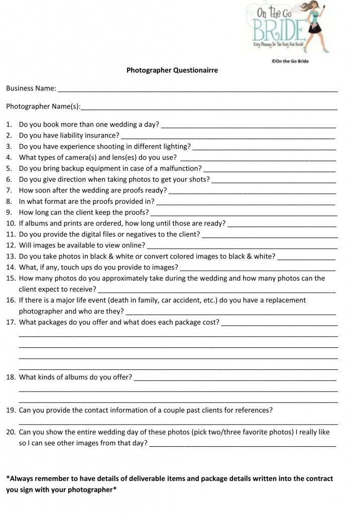 Photography Client Questionnaire Template How to Find the Right Wedding Grapher