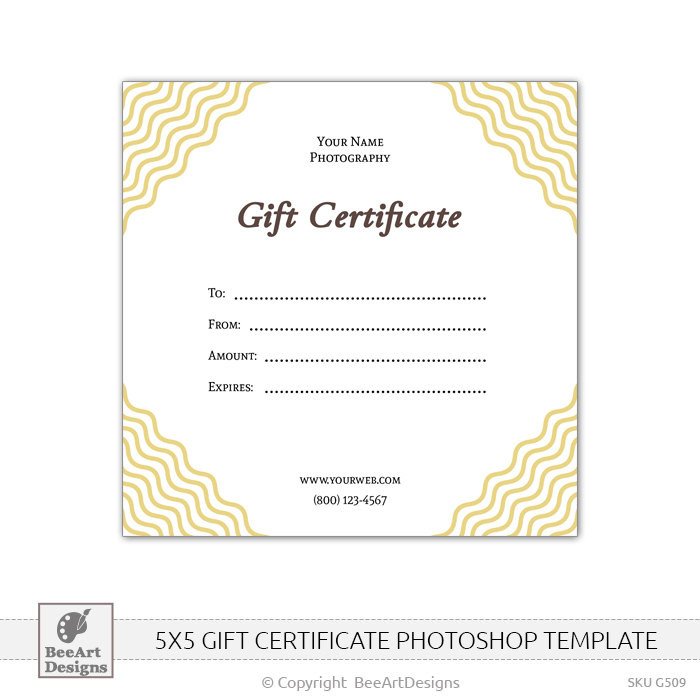 Photoshop Gift Certificate Template 5x5 Gift Certificate Psd Shop Template for by
