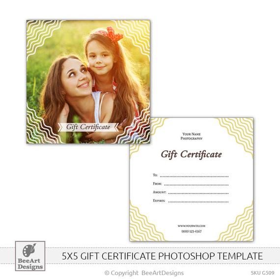 Photoshop Gift Certificate Template 5x5 Gift Certificate Psd Shop Template for