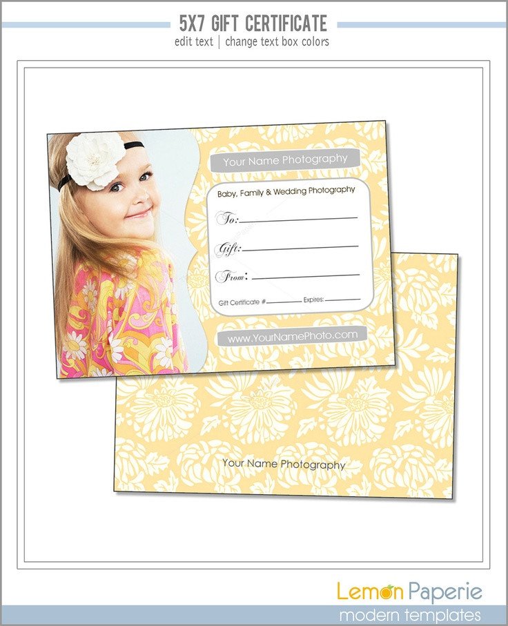 Photoshop Gift Certificate Template 5x7 and 4x6 Gift Certificate Template Fresh Blossoms Psd