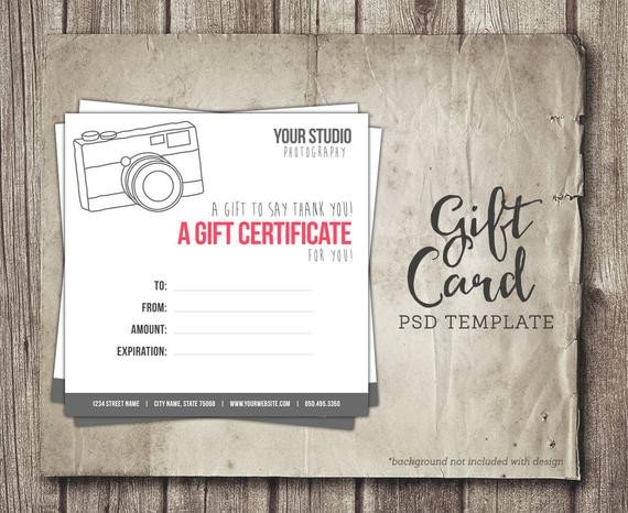 Photoshop Gift Certificate Template Gift Card Template Digital Gift Certificate Shop