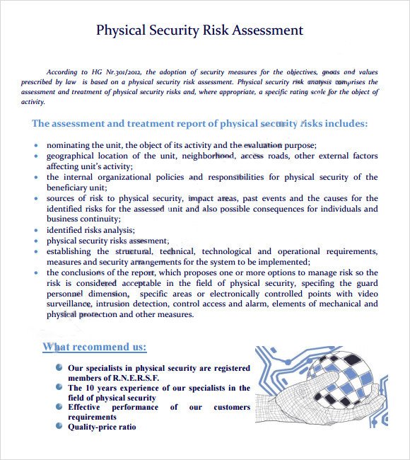 Physical Security Policy Template 7 Security Risk assessment Samples