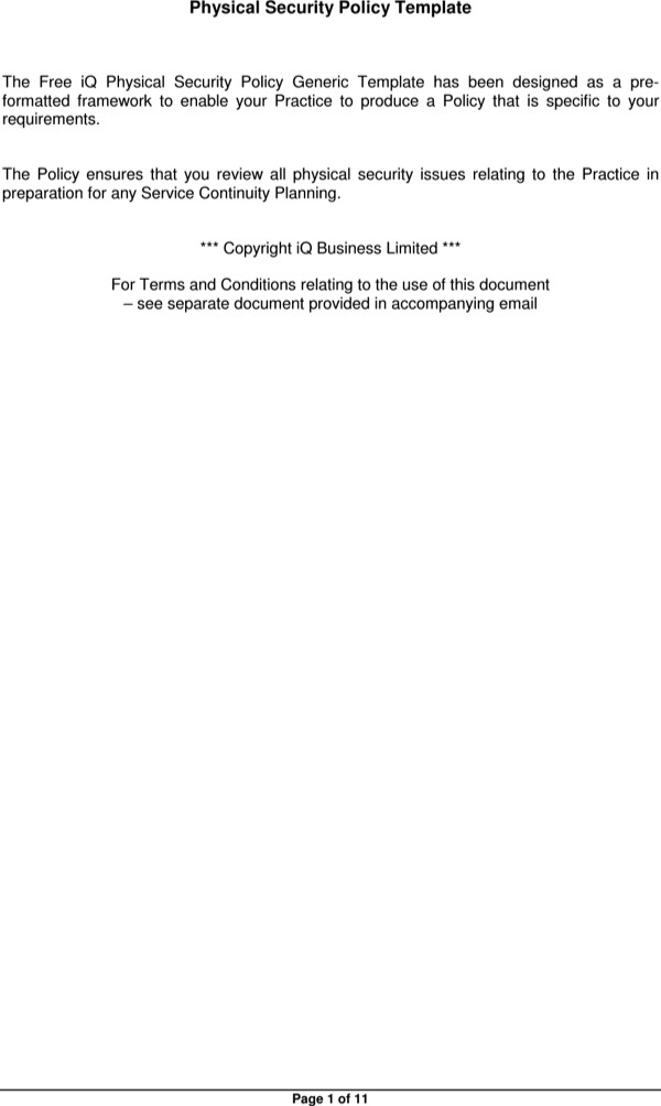 Physical Security Policy Template Download Physical Security Policy Template for Free