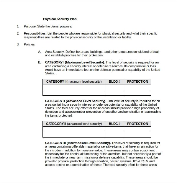 Physical Security Policy Template Sample Security Plan Template 10 Free Documents In Pdf