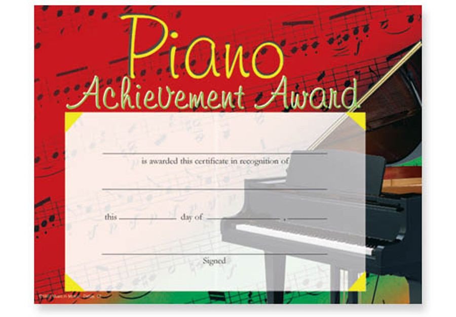 Piano Recital Certificate Template Colorful Piano Award Certificates Pkg 25 11" X 8½" Pkg