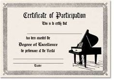 Piano Recital Certificate Template Piano Recital Certificate Genius I Always Want to Make