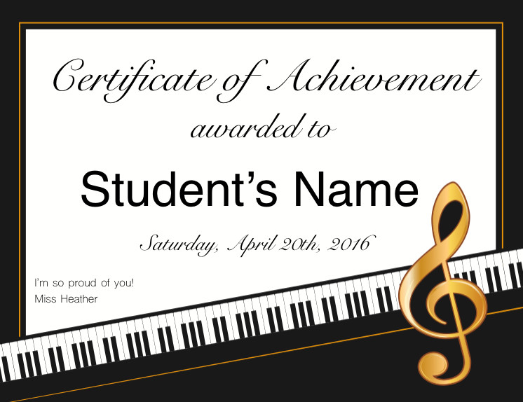 Piano Recital Certificate Template Recitals Awards & Goo S Fun Key Music