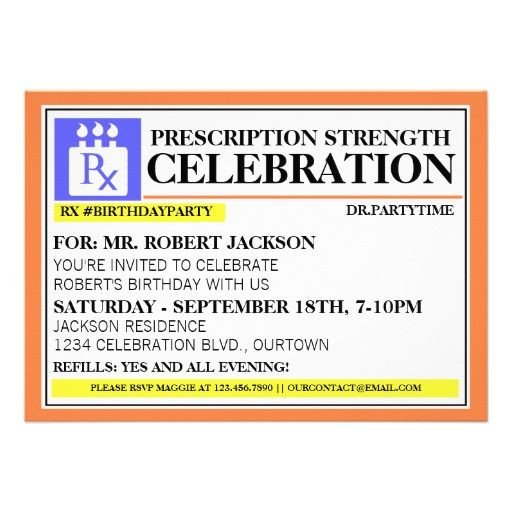 Pill Bottle Labels Templates Funny Prescription Label Party Invitations