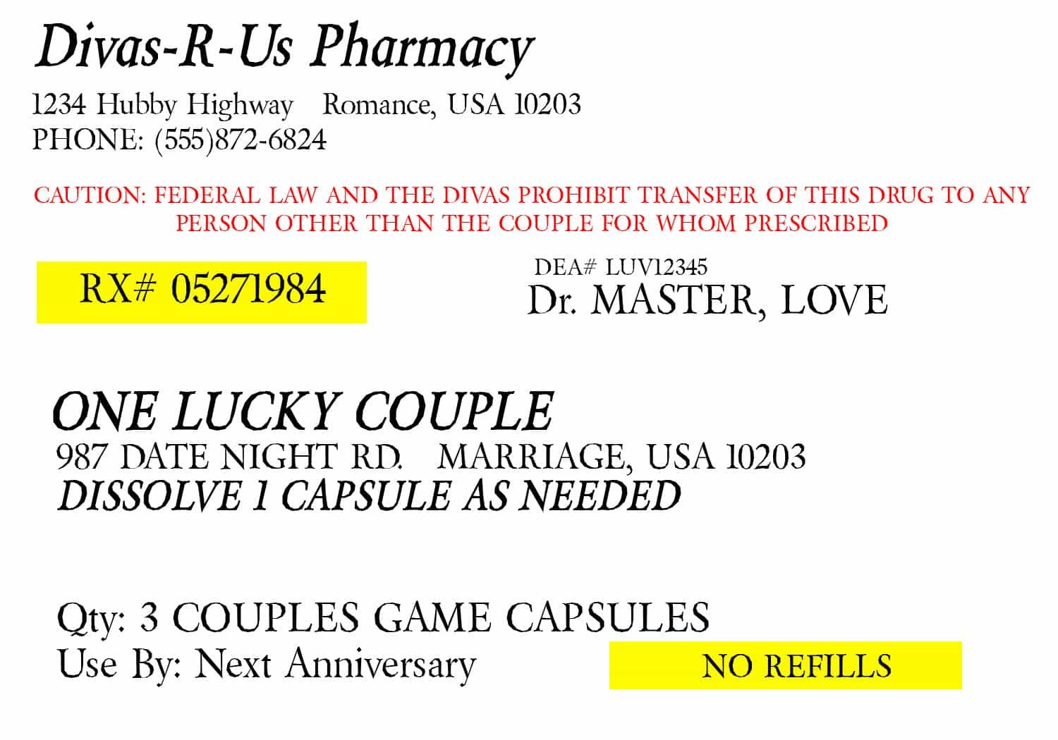 Pill Bottle Labels Templates Prescription for Fun A Free Printable Romance Idea