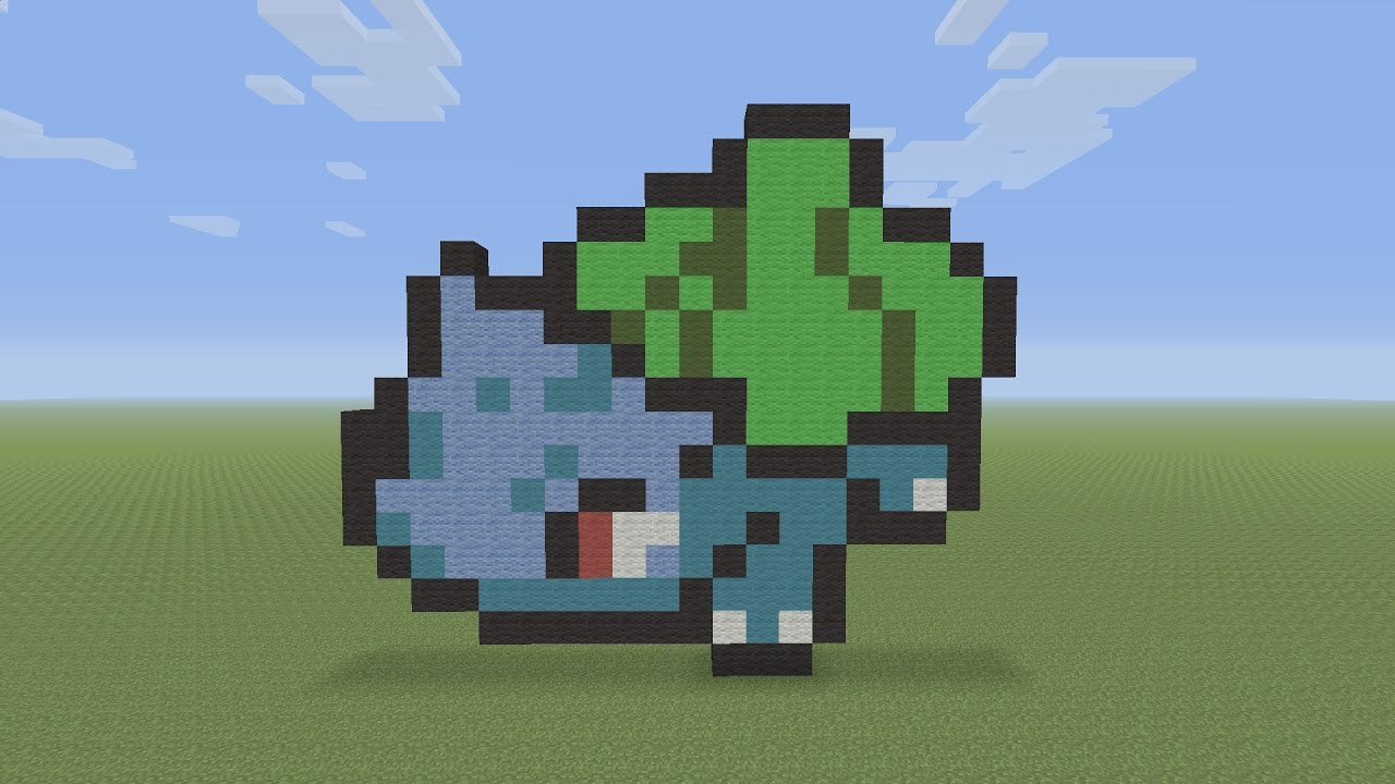 Pixel Arts In Minecraft Minecraft Pixel Art Bulbasaur Pokemon 001