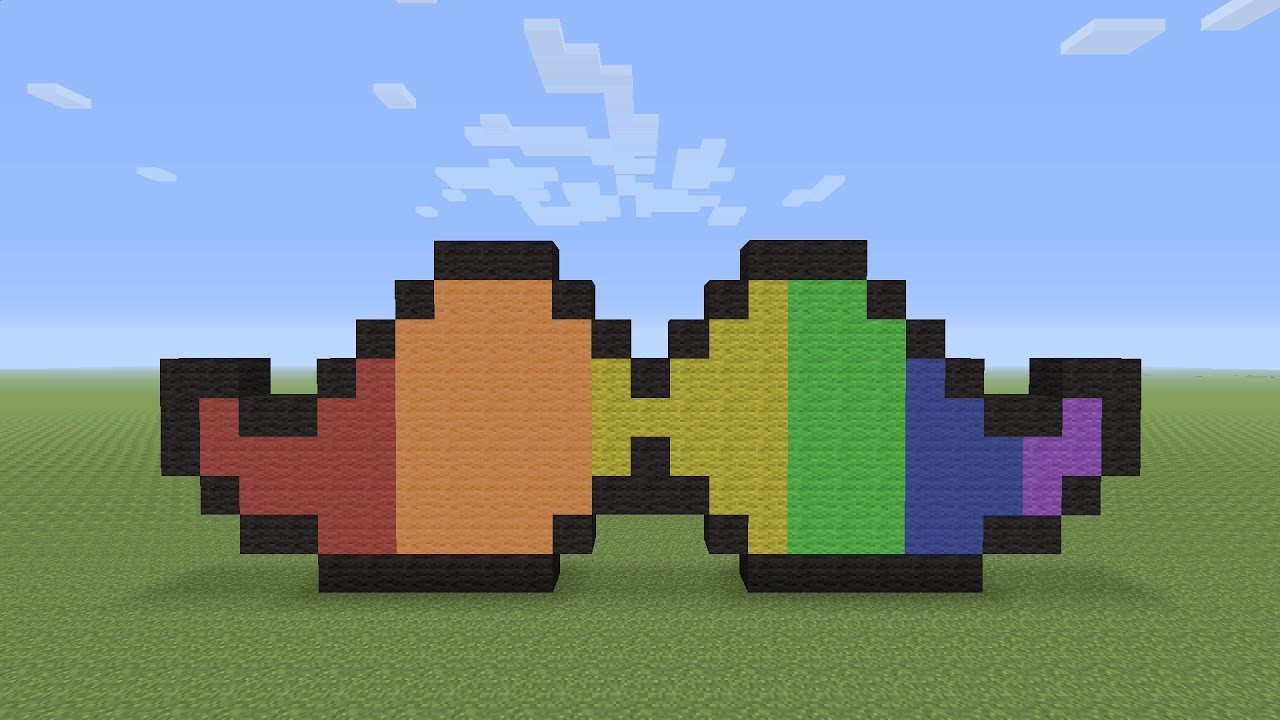 Pixel Arts In Minecraft Minecraft Pixel Art Rainbow Moustache