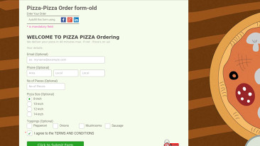 Pizza order form Template order and Payment form Templates