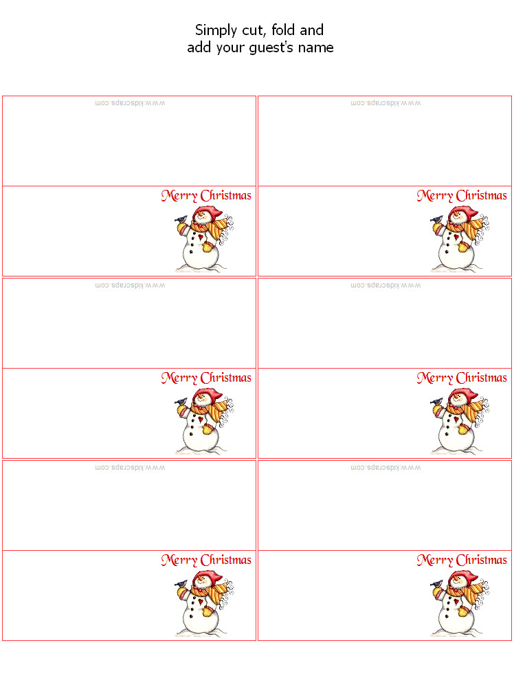 Place Card Template Free Free Christmas Place Card Templates