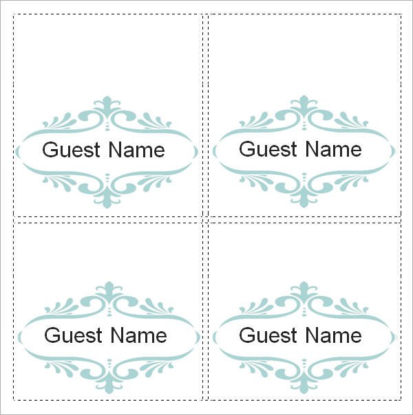 Place Card Template Word Sample Place Card Template 6 Free Documents Download In