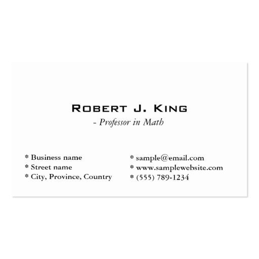 Plain Business Card Template Plain Simple White Double Sided Standard Business Cards