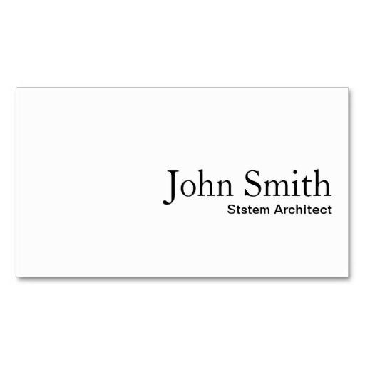 Plain Business Card Template Plain White System Architect Business Card