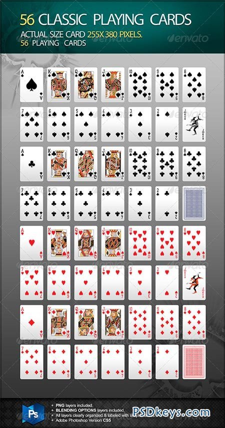 Playing Card Template Photoshop 56 Classic Playing Cards Free Download Shop