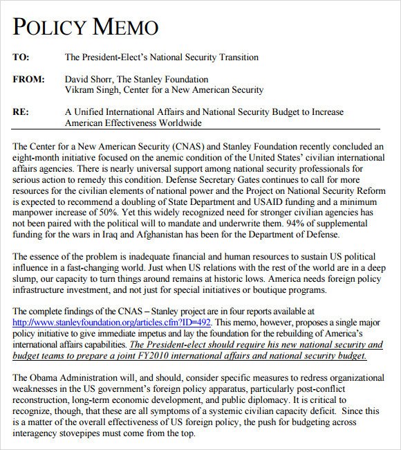 Policy Memo Template Word Sample Policy Memo 14 Documents In Pdf Google Docs Word