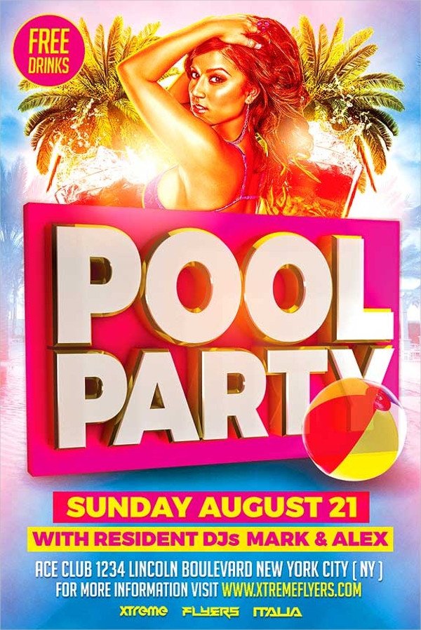 Pool Party Flyer Template Free 23 Pool Party Flyers Free Psd Word Ai Eps format