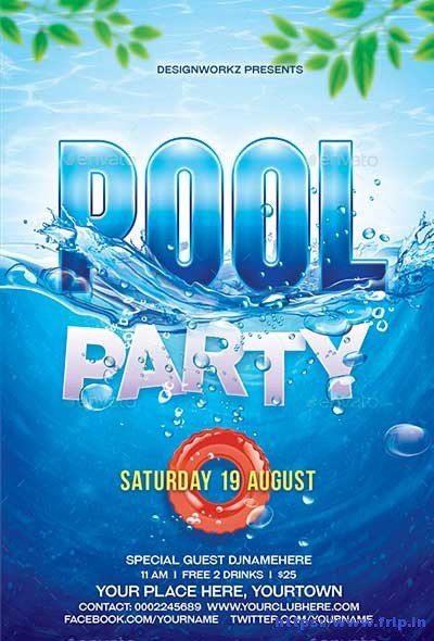 Pool Party Flyer Template Free 50 Best Summer Pool Party Flyer Print Templates 2019