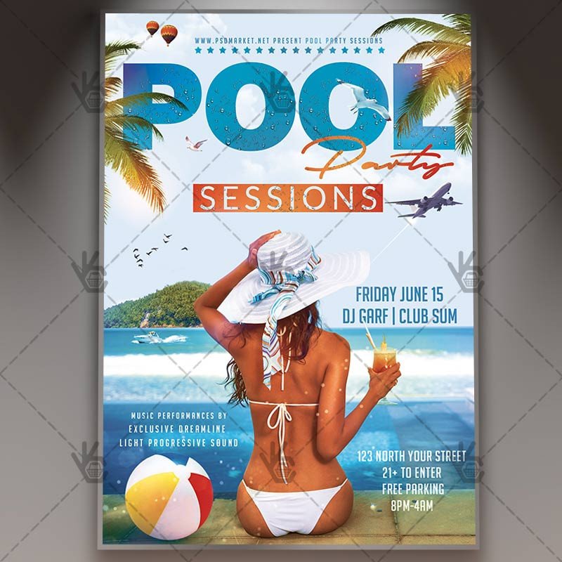 Pool Party Flyer Template Free Pool Party Premium Flyer Psd Template