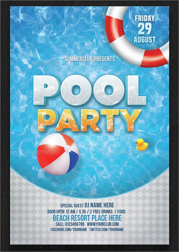 Pool Party Invitations Template 33 Printable Pool Party Invitations Psd Ai Eps Word