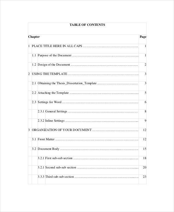 Portfolio Table Of Contents Template Table Contents Template 10 Free Word Pdf Psd