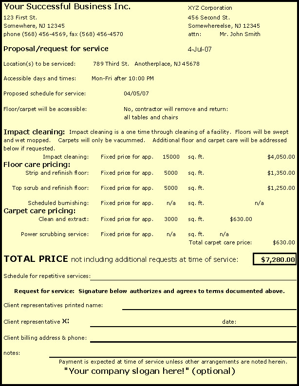 Post Construction Cleaning Proposal Template Construction Site Cleaning Cleanup Bid Proposal Pricing