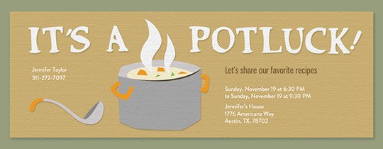 Potluck Email to Coworkers Free Potluck Invitations