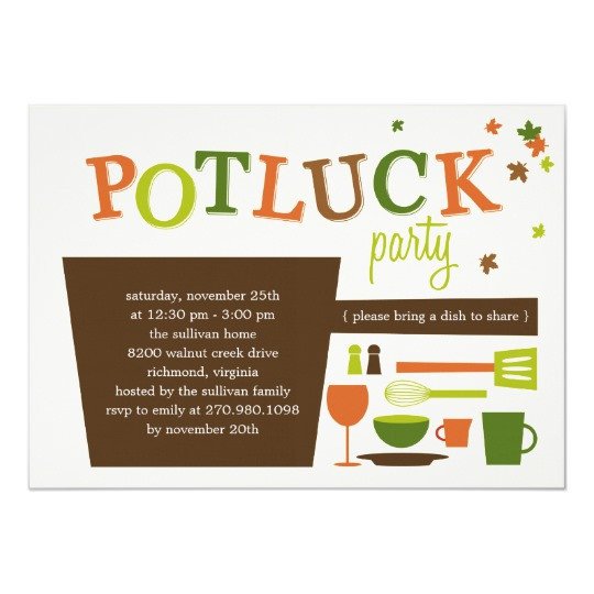 Potluck Email to Coworkers Thanksgiving Potluck Party Invitation