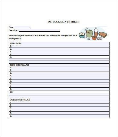 Potluck Sign Up Sheet Template Potluck Signup Sheet 12 Free Pdf Word Documents